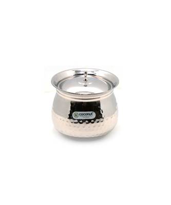 Coconut Stainless Steel - Cookware/ Gaze Hammered Handi With Lid-1 Unit - Capacity - 500 ML 1