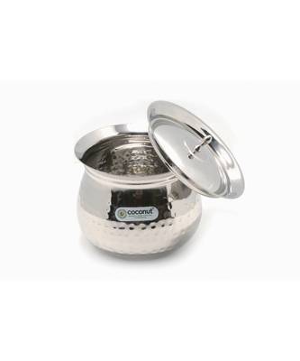 Coconut Stainless Steel - Cookware/ Gaze Hammered Handi With Lid-1 Unit - Capacity - 500 ML 2