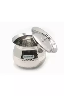 Coconut Stainless Steel - Cookware/ Gaze Hammered Handi With Lid-1 Unit - Capacity - 2500 ML