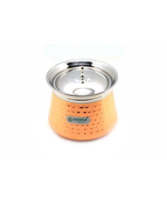 Coconut Stainless Steel - Cookware/ Athens Copper Hammered Handi With Lid-1 Unit - Capacity - 500 ML 1