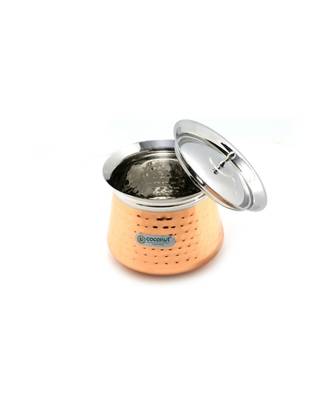 Coconut Stainless Steel - Cookware/ Athens Copper Hammered Handi With Lid-1 Unit - Capacity - 500 ML 2