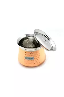 Coconut Stainless Steel - Cookware/ Athens Copper Hammered Handi With Lid-1 Unit - Capacity - 500 ML