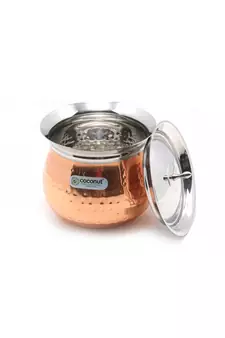 Coconut Stainless Steel - Cookware/ Regent Copper Hammered Handi With Lid-1 Unit - Capacity - 500 ML