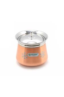 Coconut Stainless Steel - Cookware/ Benin Copper Silver Flower  Handi With Lid-1 Unit - Capacity - 500 ML