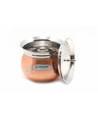 Coconut Stainless Steel - Cookware/ Rex Copper Silver Flower  Handi With Lid-1 Unit - Capacity - 500 ML 1