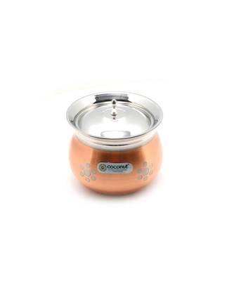 Coconut Stainless Steel - Cookware/ Rex Copper Silver Flower  Handi With Lid-1 Unit - Capacity - 500 ML 2