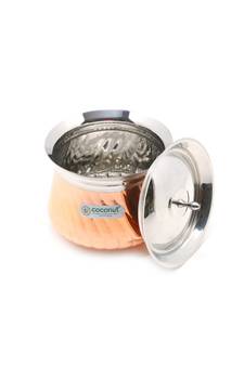 Coconut Stainless Steel - Cookware/ Orchid Copper Twister  Handi With Lid -1 Unit - Capacity - 1400 ML