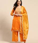 Orange printed chanderi silk salwar