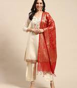 White printed chanderi silk salwar