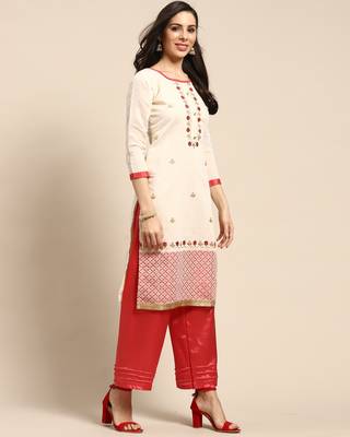Beige printed chanderi silk salwar 4