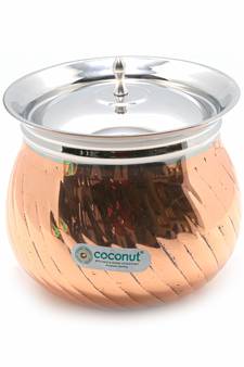 Coconut Stainless Steel - Cookware/ Charles Copper Twister Handi With Lid Capacity - 500 ML