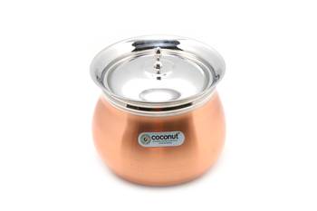 Coconut Stainless Steel - Cookware/ Supreme Copper  Handi With Lid-1 Unit - Capacity - 500 ML 1