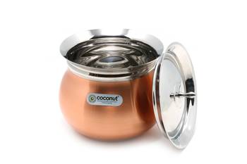 Coconut Stainless Steel - Cookware/ Supreme Copper  Handi With Lid-1 Unit - Capacity - 500 ML 2
