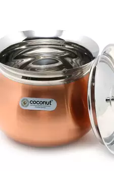 Coconut Stainless Steel - Cookware/ Supreme Copper  Handi With Lid-1 Unit - Capacity - 850 ML