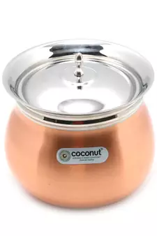Coconut Stainless Steel - Cookware/ Supreme Copper  Handi With Lid-1 Unit - Capacity - 1400 ML