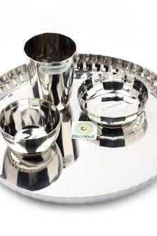 Coconut Stainless Steel (Heavy Guage) Citrus Dinner Set / Dinnerware - 4 Pieces