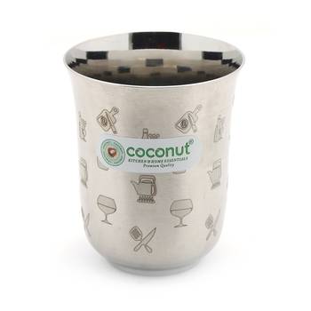 Coconut Stainless Steel Kafe Glasses / Water Glasses /Tumblers/ - Set of 3 (300 ML Each Glass) 2