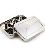 Coconut Stainless Steel Rectangle Masala Box/ Masala Box Stainless Steel Lids with 6 Bowls