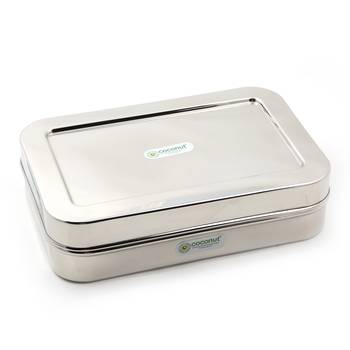 Coconut Stainless Steel Rectangle Masala Box/ Masala Box Stainless Steel Lids with 6 Bowls 3