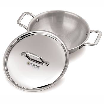 CoconutStainless Steel  Fusion Series Triply Kadai with Stainless Steel  Lid-  2000 ML (induction Friendly) 2