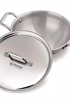 CoconutStainless Steel  Fusion Series Triply Kadai with Stainless Steel  Lid-  2000 ML (induction Friendly)