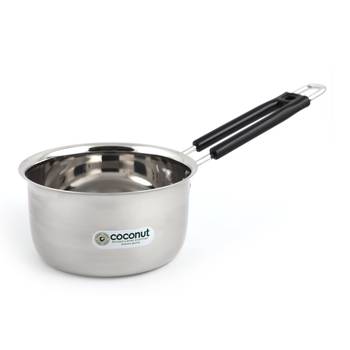 Coconut Stainless Steel Plain  Sauce Pan - 1 Unit - Capacity - 1300ML, Color- Silver - Dimension -17 Cms 1