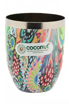 Coconut Stainless Steel Printed Designer Multi Colour Water Glass Pack of 6 Glasses