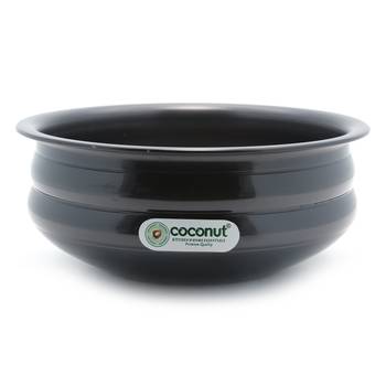 Coconut Hard Anodised Urli Pot Ringer Shape Cookware / Kitchenware  Handi  1 Litres , Black 1