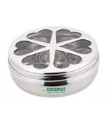 Coconut Stainless Steel Flora Spice Container/Masala Box with 7 Bowls (Belly Shaped)