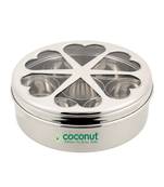 Coconut Stainless Steel Flora Indian Spice Container/Masala Box with 7 Bowls ( Round Shaped)