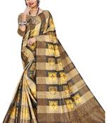 Cream Banarasi Silk Designer saree
