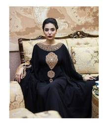 Grand Black Kaftan Gown with Gold Zari Embroidery | Elegant Party Wear Dress