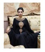 Grand Black Kaftan Gown with Gold Zari Embroidery | Elegant Party Wear Dress