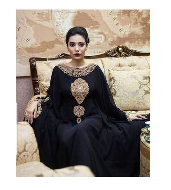 Grand Black Kaftan Gown with Gold Zari Embroidery | Elegant Party Wear Dress 2