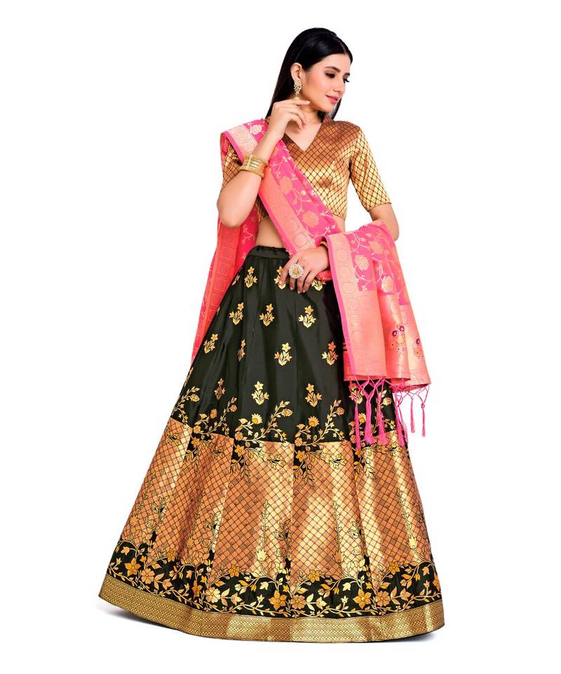 multicolor art silk ethnic lehengas