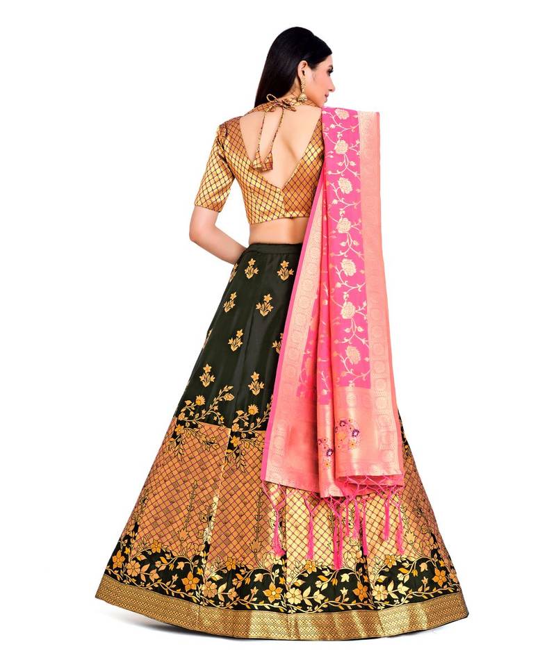 multicolor art silk ethnic lehengas