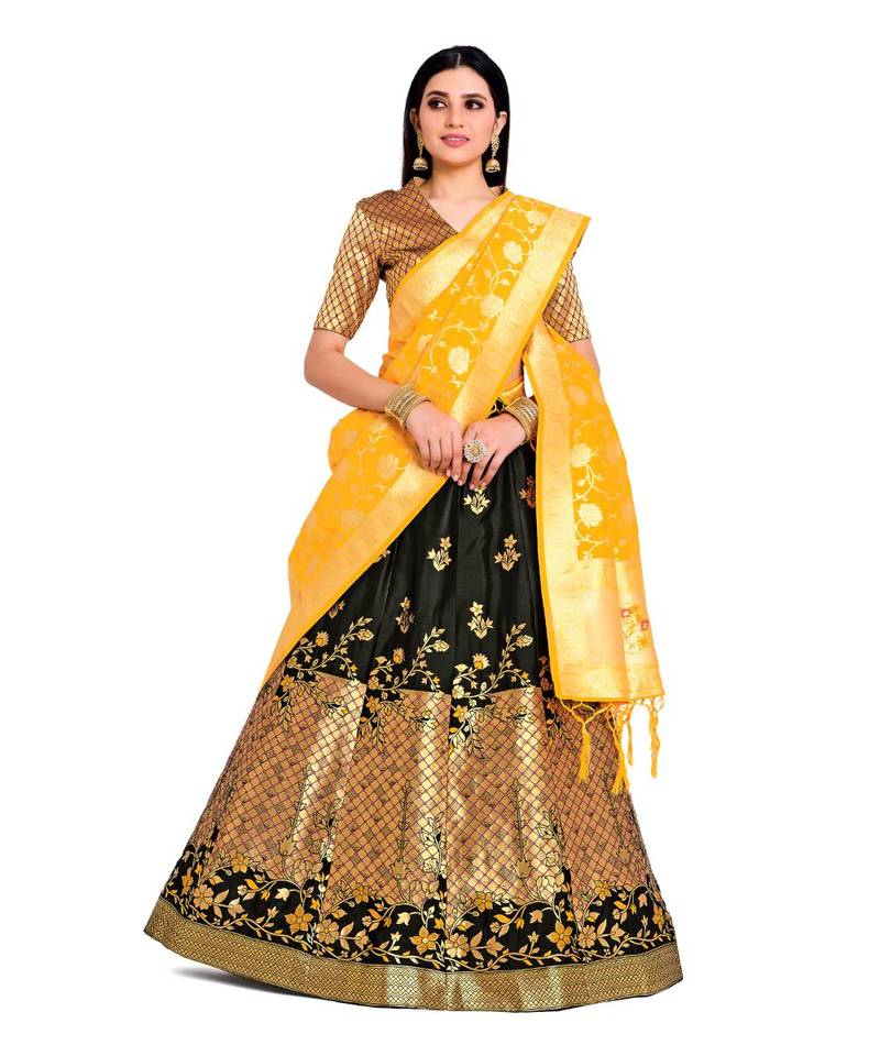multicolor art silk ethnic lehengas
