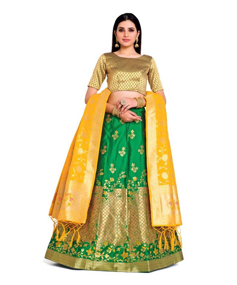 multicolor art silk ethnic lehengas