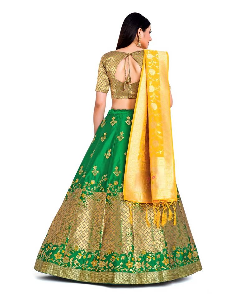 multicolor art silk ethnic lehengas