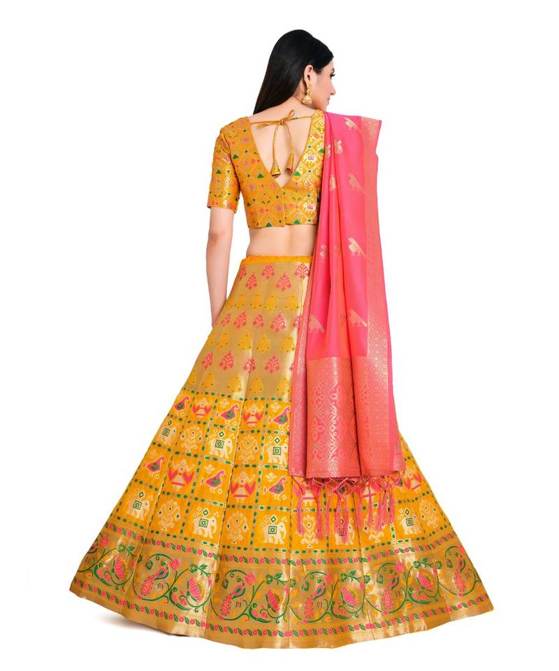 multicolor art silk ethnic lehengas