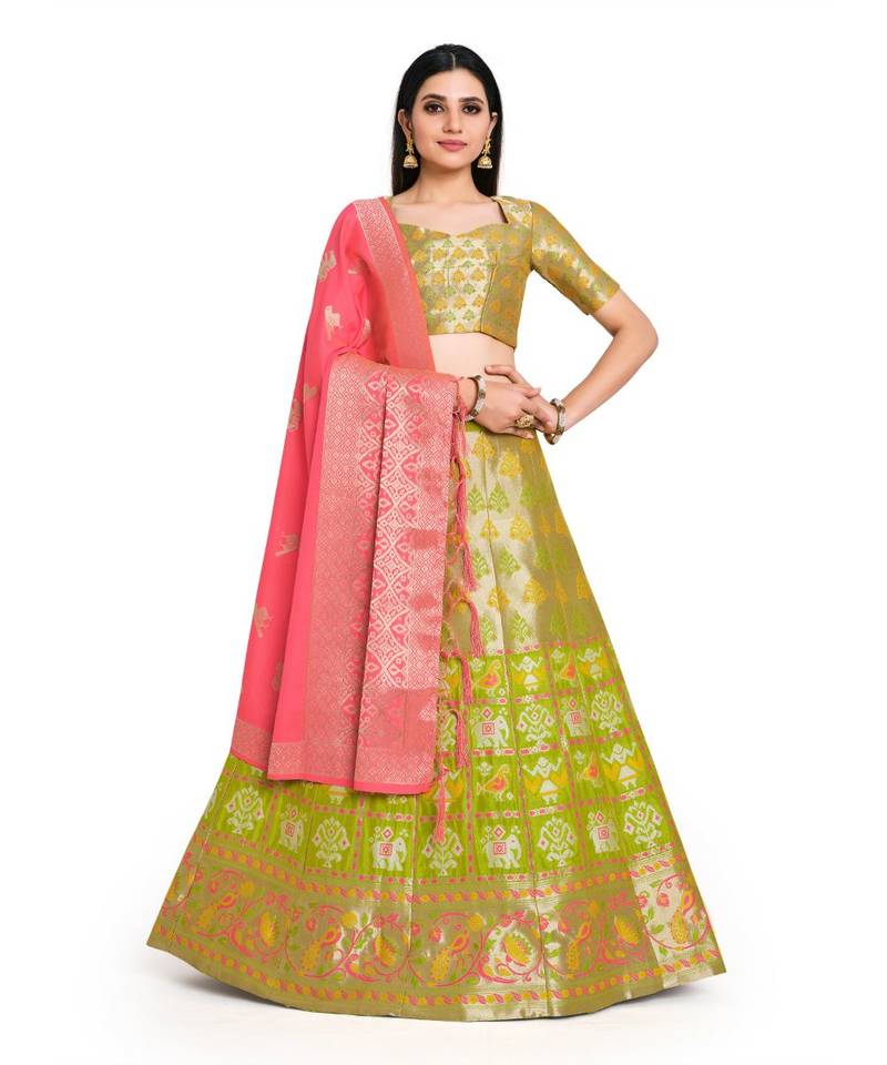 multicolor art silk ethnic lehengas