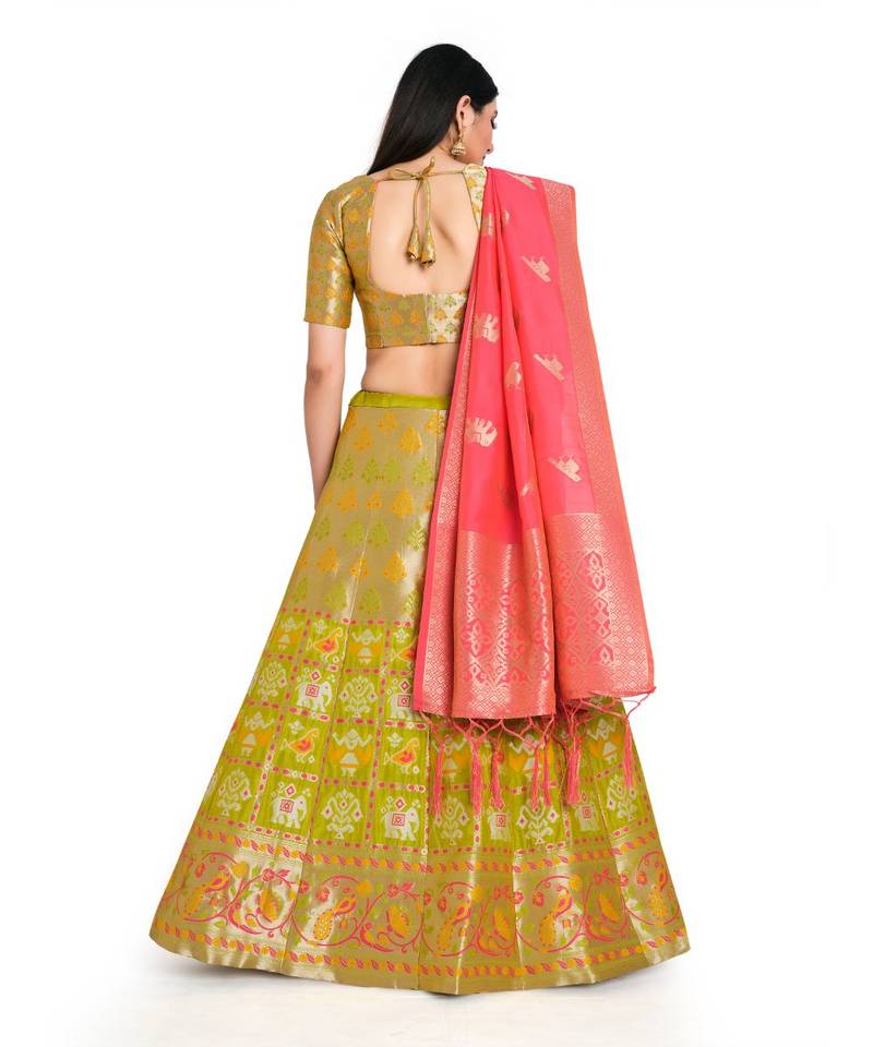 multicolor art silk ethnic lehengas