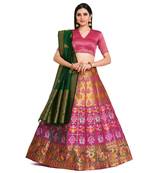 multicolor art silk ethnic lehengas