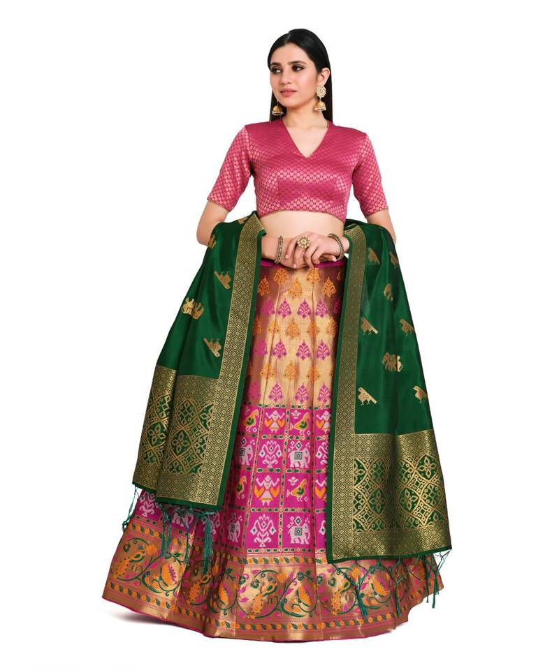 multicolor art silk ethnic lehengas