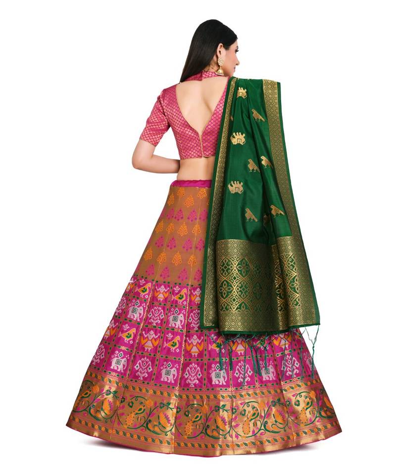 multicolor art silk ethnic lehengas