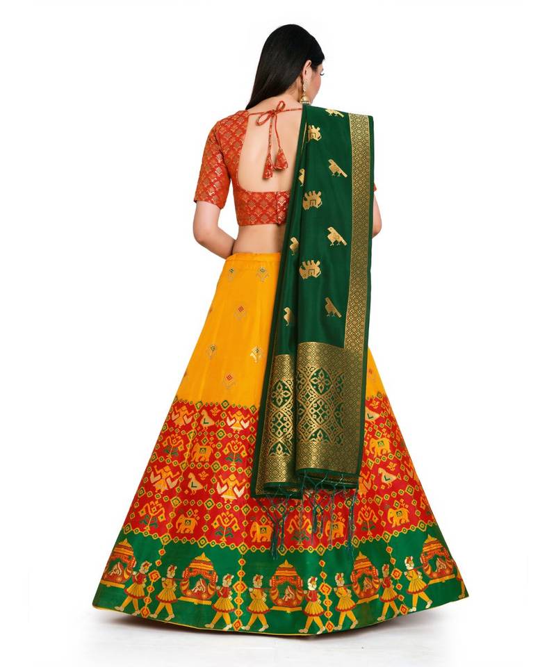 multicolor art silk ethnic lehengas