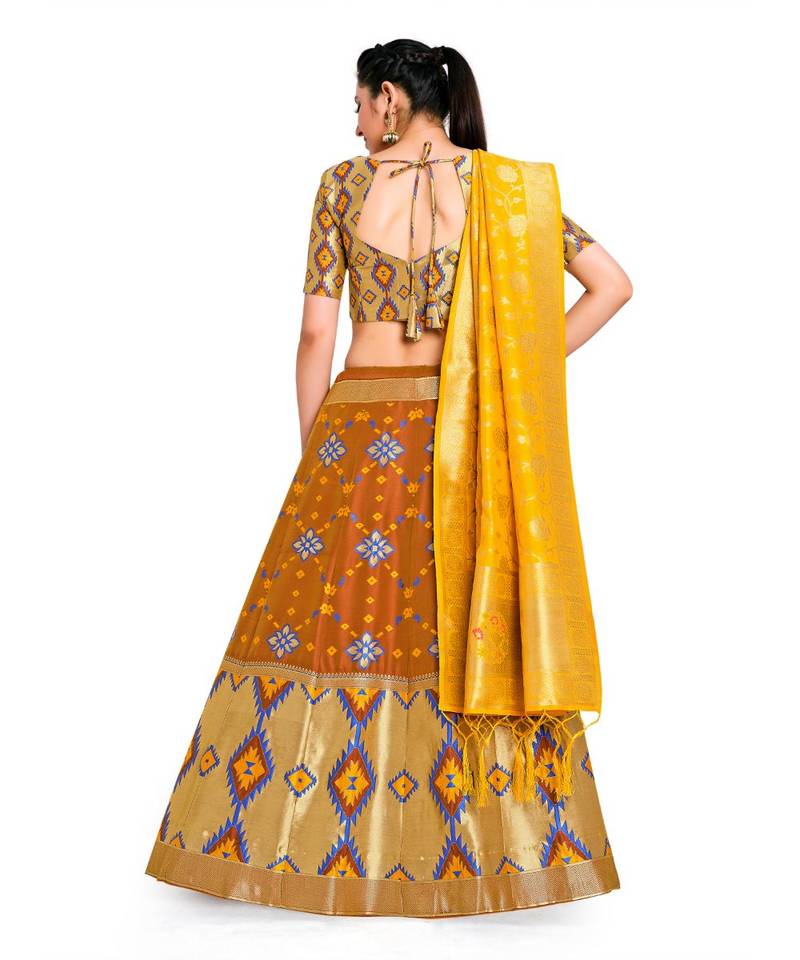 multicolor art silk ethnic lehengas