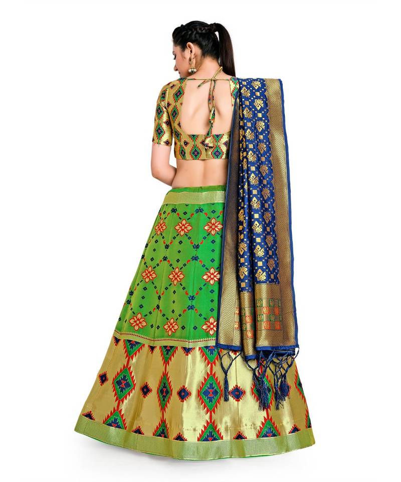 multicolor art silk ethnic lehengas