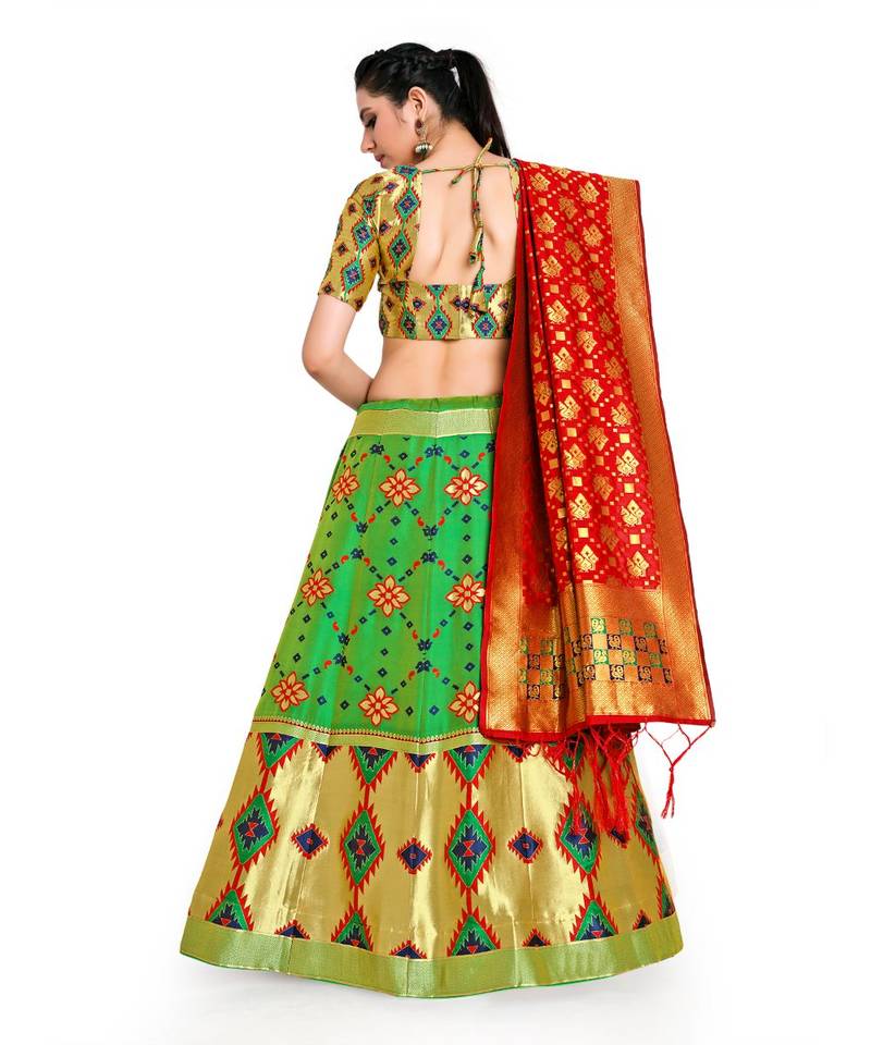 multicolor art silk ethnic lehengas