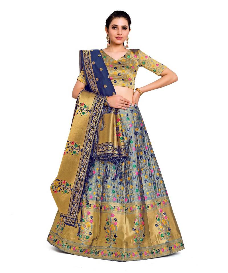multicolor art silk ethnic lehengas